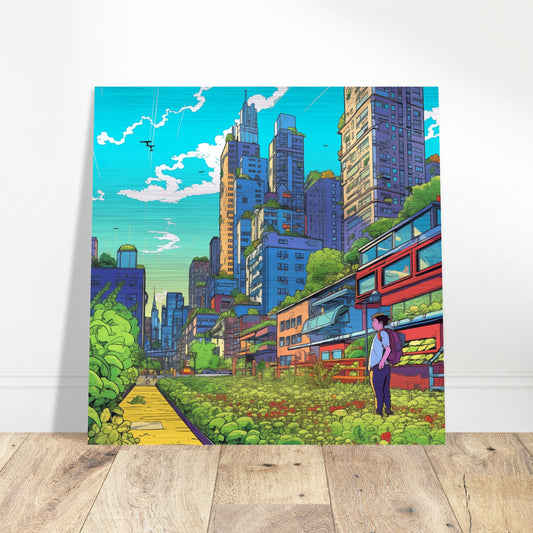 Growing Down the Avenue Brushed Aluminum Print