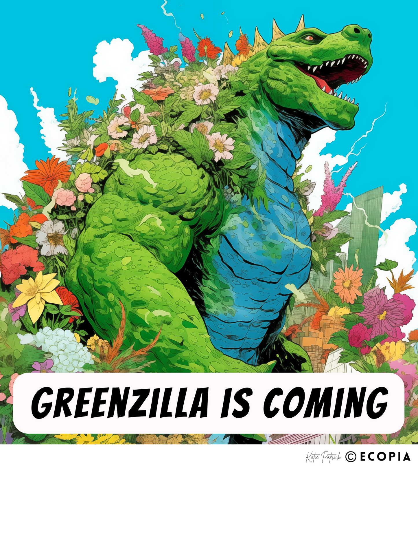 Greenzilla is Coming • Organic Kids Crewneck T-shirt