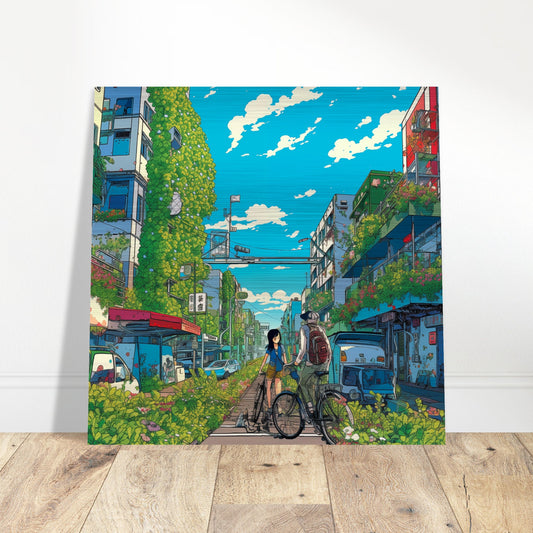 Green Street Brushed Aluminum Print